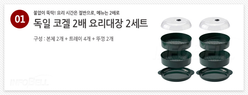 [2단] 독일 코겔 2배 요리대장 스팀 전자렌지 찜기 그릇 전자렌지용 용기 상세이미지